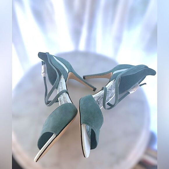 WHBM Colorblock Suede Strappy Heels | ILARIA Sea Shadow Size 7.5 - Picture 8 of 16